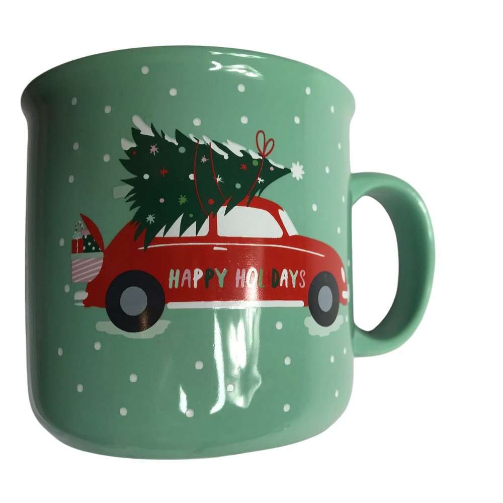 New Green Mug Cup Drinkware Christmas Holiday "Happy Holidays"